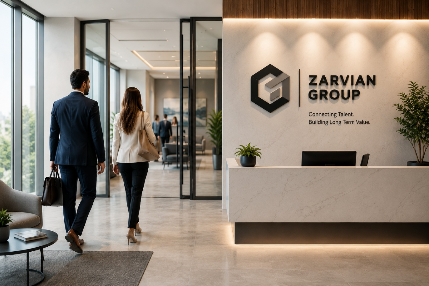 Professional team working together in an office environment